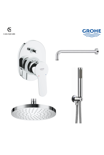 PACK BAIN/DOUCHE ENCASTRE BAUEDGE AVEC KIT DOUCHETTE ET RAINSHOWER 15CM CHROME