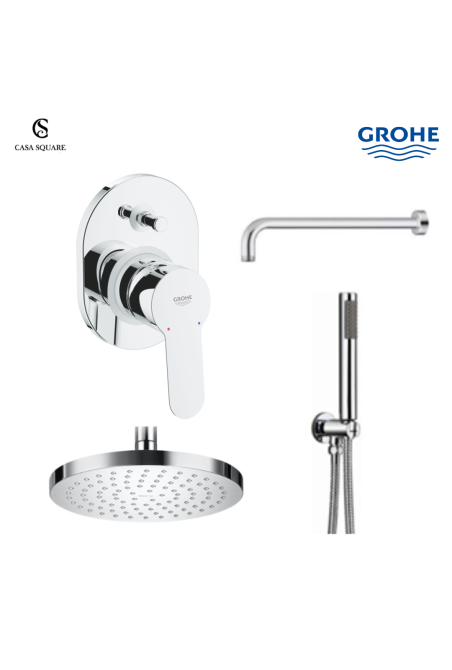 PACK BAIN/DOUCHE ENCASTRE BAUEDGE AVEC KIT DOUCHETTE ET RAINSHOWER 15CM CHROME