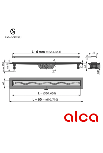 SIPHON PLASTIQUE ENCASTRABLE 650MM COMPLET KOMFORT