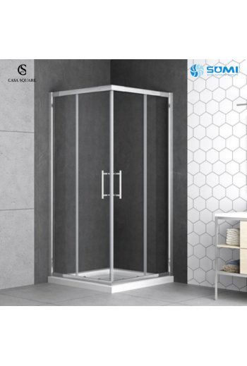 CABINE DE DOUCHE ANGLE CARRE 80X80CM PROFILE CHROME