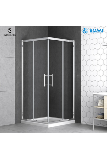 CABINE DE DOUCHE ANGLE CARRE 80X80CM PROFILE CHROME