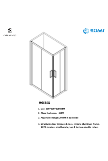 CABINE DE DOUCHE ANGLE CARRE 80X80CM PROFILE CHROME