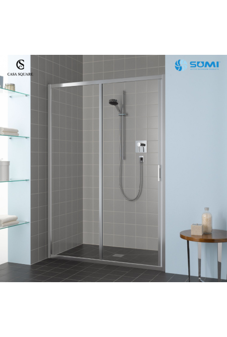 PORTE DE DOUCHE COULISSANTE 120CM H:2M PROFILE CHR