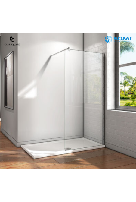 PAROI WALK IN 80CM H:2M PROFILE CHR AVEC BARRE DE MAINTIENT