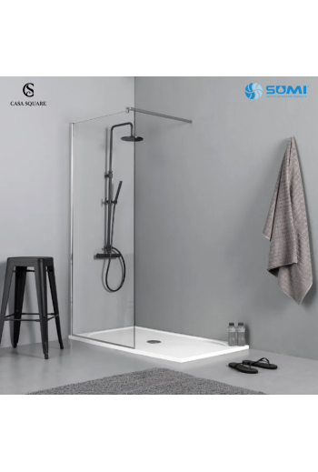 PAROI WALK IN 100CM H:2M PROFILE CHR AVEC BARRE DE MAINTIENT
