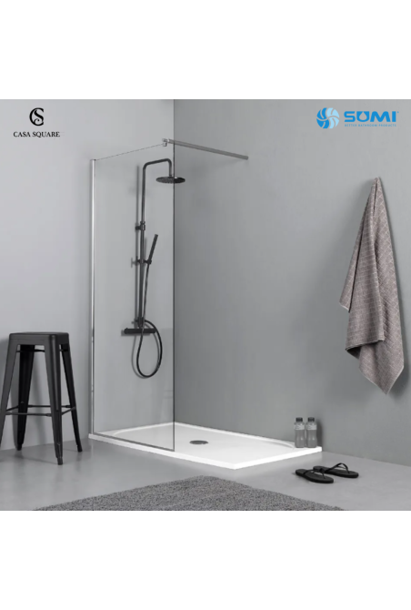 PAROI WALK IN 100CM H:2M PROFILE CHR AVEC BARRE DE MAINTIENT