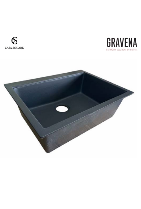EVIER DE CUISINE 66X50CM GRIS MATT AVEC VIDAGE