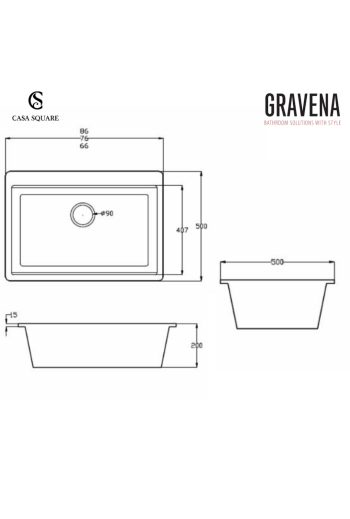 EVIER DE CUISINE 66X50CM GRIS MATT AVEC VIDAGE