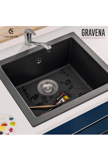 EVIER DE CUISINE 66X50CM GRIS MATT AVEC VIDAGE