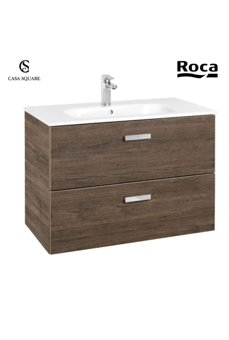 SET MEUBLE BASE VICTORIA 60CM 2TIROIRS CEDRE NATUREL AVEC LAVABO RESINE