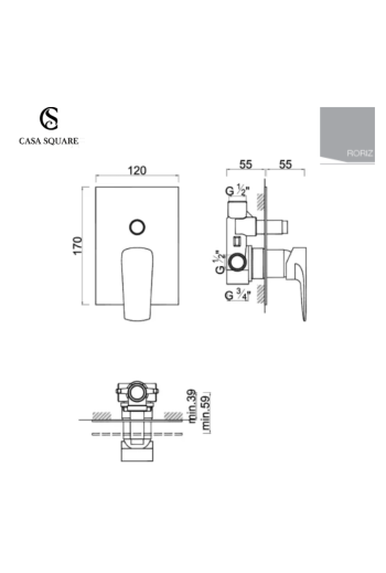 MITIGEUR BAIN/DOUCHE ENCASTRABLE CORPS INCLUS JORIZ CHR