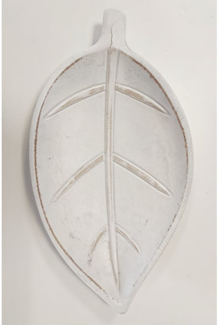 Plateau vide poche rectangulaire en bambou en blanc