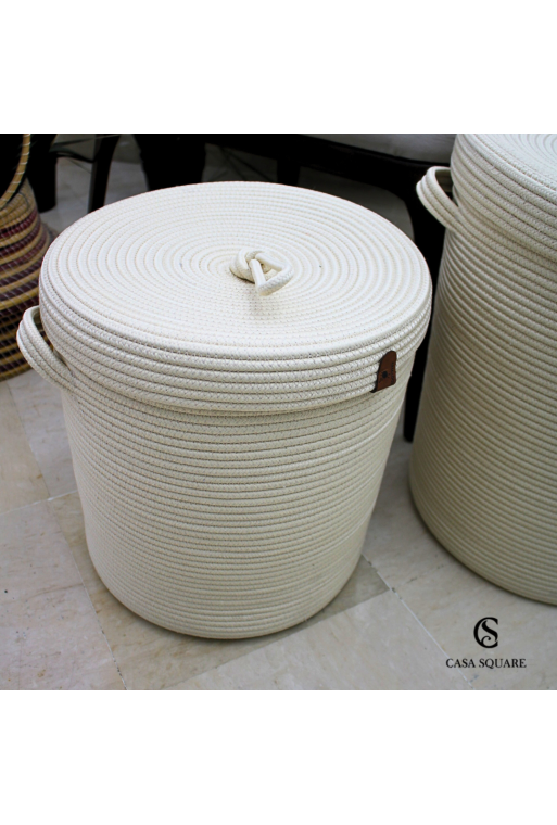 PANIER A LINGE AVEC COUVERCLE EN JUTE