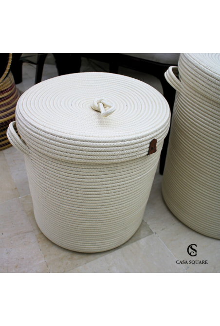 PANIER A LINGE AVEC COUVERCLE EN JUTE