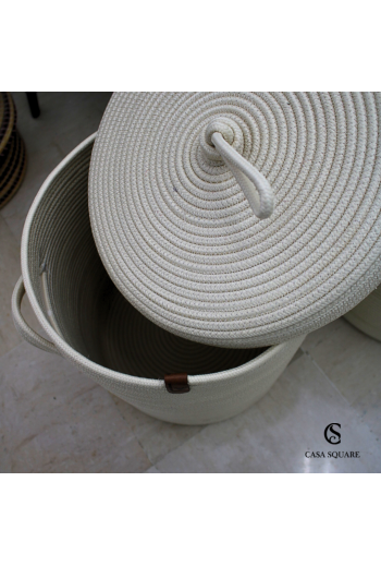 PANIER A LINGE AVEC COUVERCLE EN JUTE 35X45