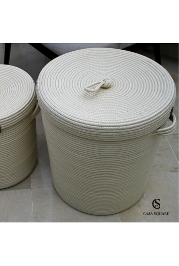 PANIER A LINGE AVEC COUVERCLE EN JUTE 35X45