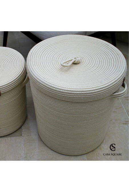 PANIER A LINGE AVEC COUVERCLE EN JUTE 35X45