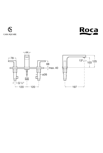 MITIGEUR BAIN-DOUCHE 3TROUS L90 (BEC L:197MM) CHR (SUR STOCK)
