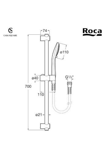 KIT DE DOUCHE STELLA (BARRE+DOUCHETTE ROND 3JETS+FLEXIBLE) CHROME (SUR STOCK)