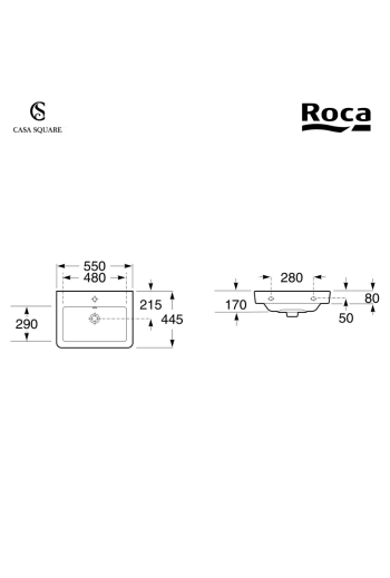 VASQUE SEMI-ENCASTRABLE EASY 55X45CM BLANC (SUR STOCK)FIXATION NON INCLUS