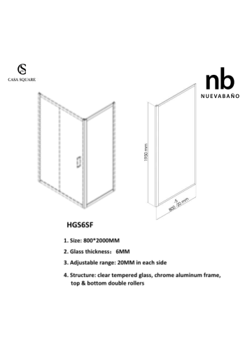 PARTIE FIXE 80CM PROFILE CHR (A COMBINER AVEC HGS6SC)