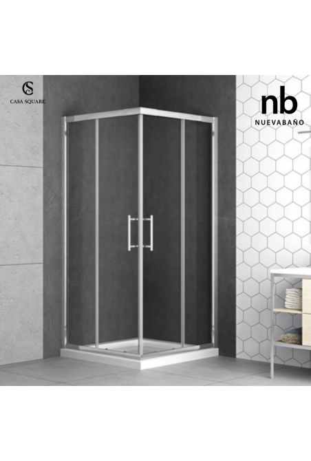 CABINE DE DOUCHE ANGLE CARRE 80X80CM PROFILE CHROME
