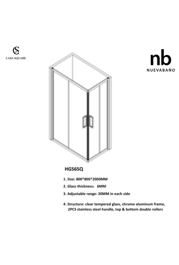 CABINE DE DOUCHE ANGLE CARRE 80X80CM PROFILE CHROME