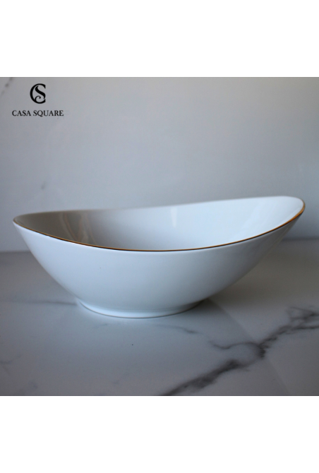 SALADIER EN PORCELAINE FILET OR PM