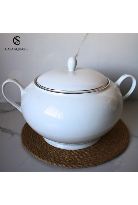 SOUPIERE FILET OR EN PORCELAINE