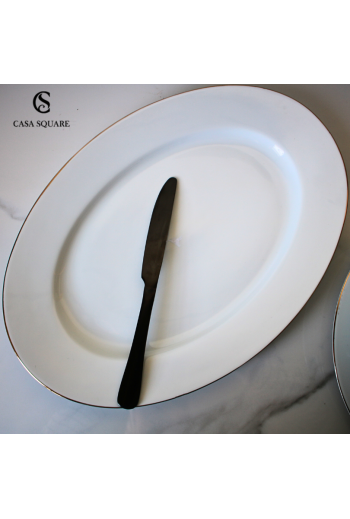 PLAT OVALE FILET OR EN PORCELAINE