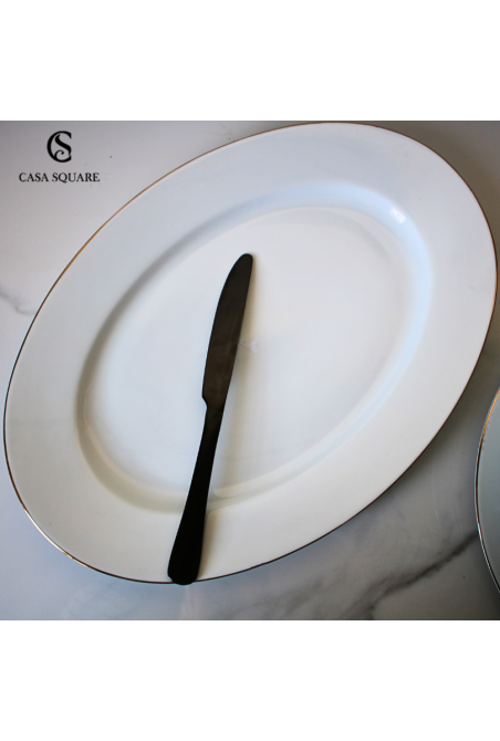 PLAT OVALE FILET OR EN PORCELAINE