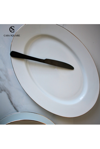 PLAT OVALE FILET OR EN PORCELAINE