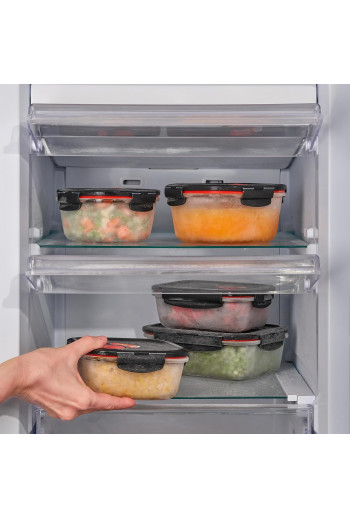 Boîte de conserve en verre borosilicaté avec couvercle en plastique