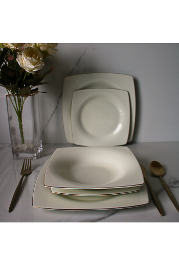 SERVICE EN PORCELAINE 18 PC CARRE BLANC SALE