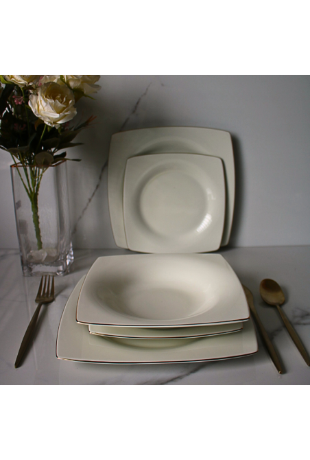 SERVICE EN PORCELAINE 18 PC CARRE BLANC SALE