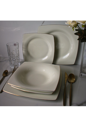 SERVICE EN PORCELAINE 18 PC CARRE BLANC SALE