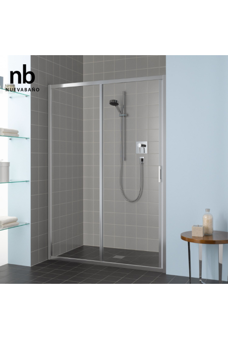 PORTE DE DOUCHE COULISSANTE 140CM H:2M PROFILE CHR