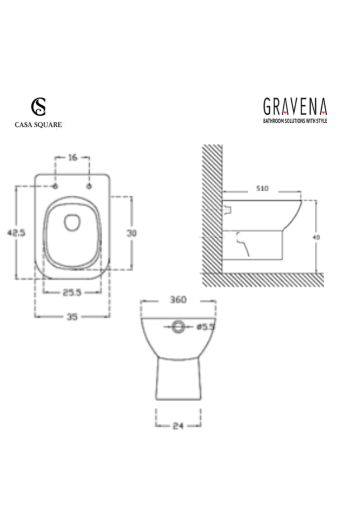 SET CUVETTE SUS QUADRO RIMLESS AVEC ABATTANT SOFT CLOSE BLANC