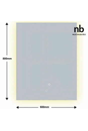 MIROIR ONE TOUCH CARRE 60X80CM AVEC LED INTEGRE ET ANTI BUEE