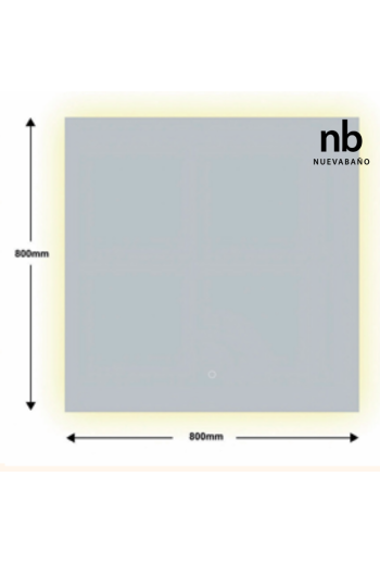 MIROIR ONE TOUCH CARRE 80X80CM AVEC LED INTEGRE ET ANTI BUEE