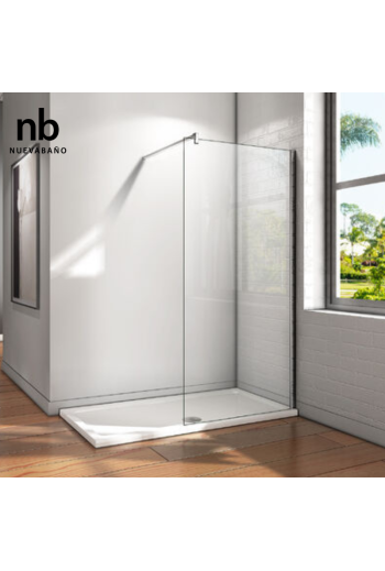 PAROI WALK IN 120CM H:2M PROFILE CHR AVEC BARRE DE MAINTIENT