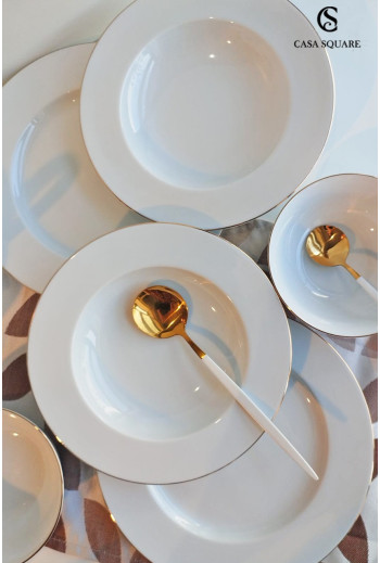 SERVICE EN PORCELAINE 18 PIECES FILET OR