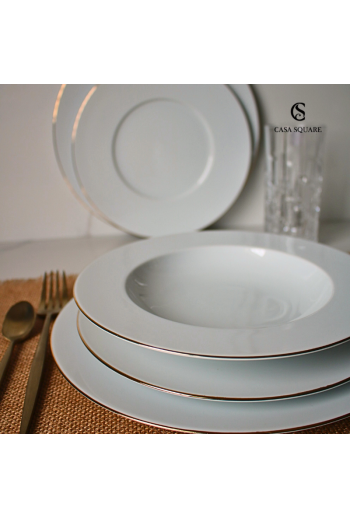 SERVICE EN PORCELAINE 18 PIECES FILET OR