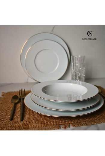 SERVICE EN PORCELAINE 18 PIECES FILET OR