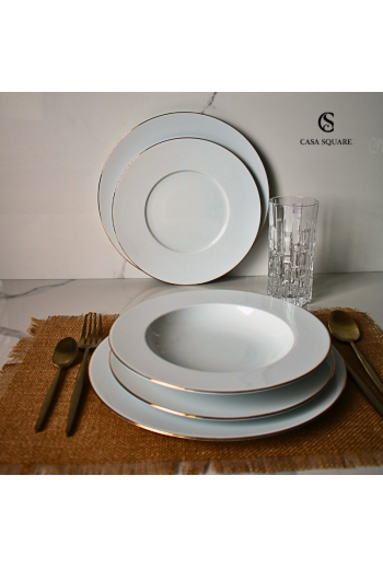 SERVICE EN PORCELAINE 18 PIECES FILET OR