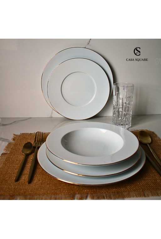 SERVICE EN PORCELAINE 18 PIECES FILET OR