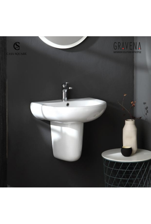 SET LAVABO CASANOVA 60CM AVEC SEMI-COLONNE BLANC