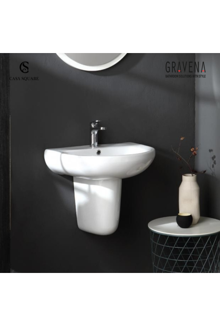 SET LAVABO CASANOVA 60CM AVEC SEMI-COLONNE BLANC