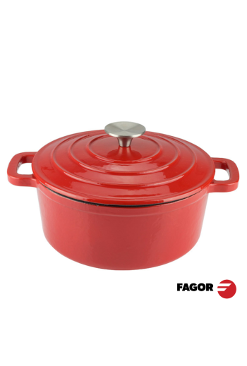 MARMITE FAGOR FERRO ECO ROUGE 25CM AVEC COUVERCLE