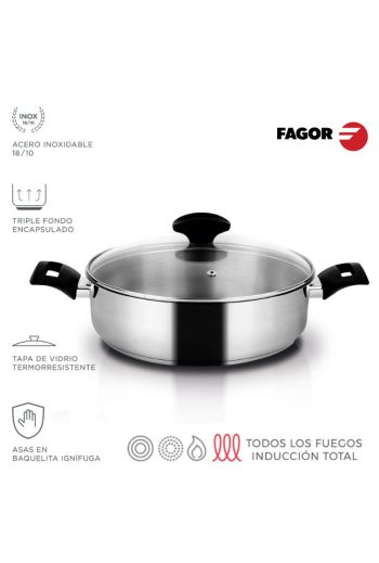 Marmite Fagor Alaia Low Avec Couvercle Inox 24 cm 1.5L